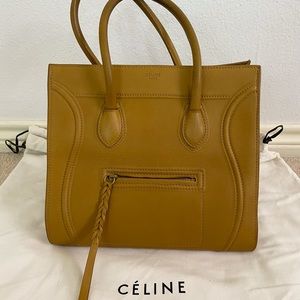 Celine Mustard Yellow Leather Tote Bag